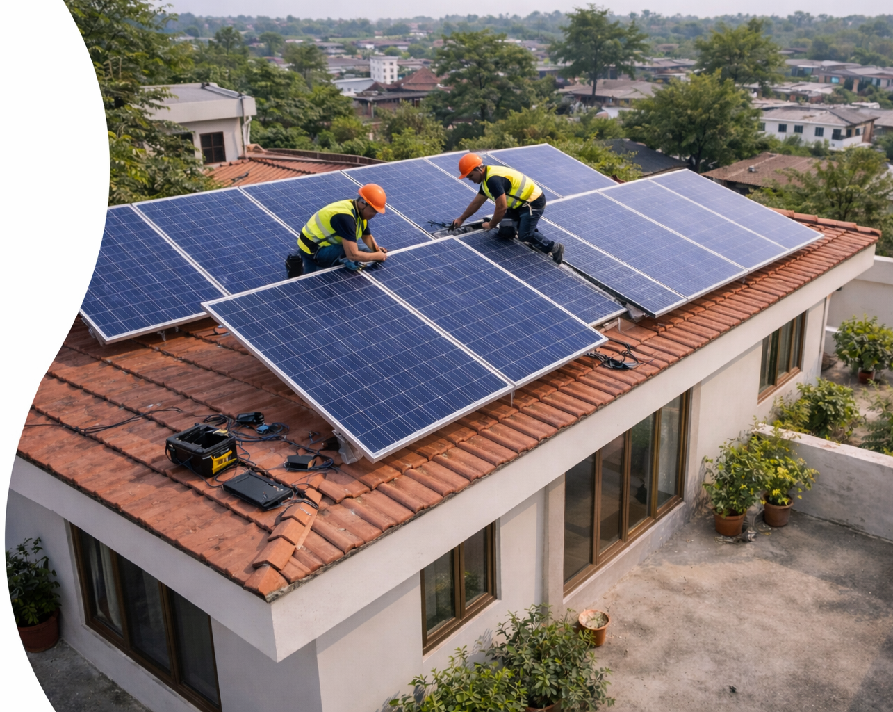 Solar panels installed on Indian homes generating clean energy