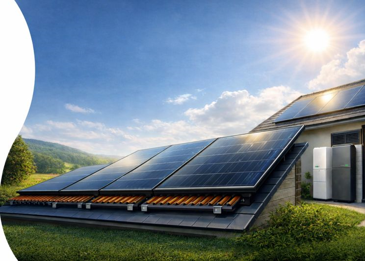 Solar panels installed on Indian homes generating clean energy