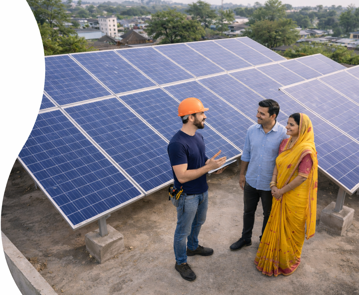 Solar panels installed on Indian homes generating clean energy